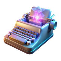 impressive classic An antique typewriter transforming into a holographic keyboard, keys dissolving into pixels mid-transformation, lit by a warm, ambient light. Surreal style 4K png