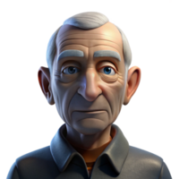 impressive classic Close-up portrait of an elderly man with deep wrinkles and a weathered face, illuminated by a single spotlight from above, in a chiaroscuro style original png