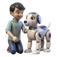 stunning rustic A robotic dog interacting with a child, heartwarming scene, soft, natural lighting authentic png