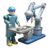 dramatic abstract A robotic surgeon performing a delicate operation, highly detailed robotic arms and surgical instruments, medical illustration style premium png