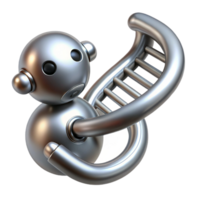 extraordinary vintage A sleek, silver nanobot repairing a damaged strand of DNA, close-up view, scientifically accurate rendering, bright, clinical lighting high quality png