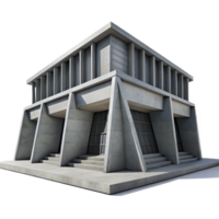 serene contemporary Brutalist concrete library, stark geometric forms, overcast sky, dramatic shadows, imposing and monumental scale authentic png