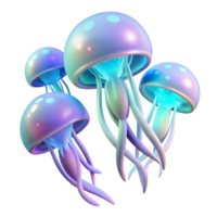 impressive modern A group of jellyfish pulsating with bioluminescence, creating an ethereal underwater lightshow, abstract, psychedelic style genuine png