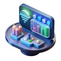 beautiful creative A floating AI interface displaying stock market data, holographic display, dynamic lighting, futuristic style exclusive png