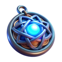 serene traditional A mystical amulet with intricate Celtic knotwork, glowing with a soft blue light, soft lighting, fantasy art style original png