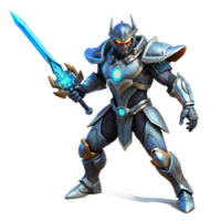 wonderful vintage A futuristic warrior in ornate power armor wields a plasma blade, preparing for battle. Dynamic lighting, heroic style genuine png
