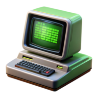 deslumbrante tradicional uma vintage computador terminal exibindo complexo algoritmos, verde fósforo texto em uma Preto tela, retro anos 80 estilo genuíno png
