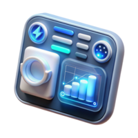 impressive modern A close-up of a futuristic touch screen interface displaying complex data visualizations, illuminated by the bright, white light of the screen. Minimalist style 4K png