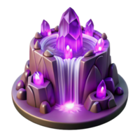beautiful vintage A cascading waterfall of amethyst purple magical energy, forming intricate fractal patterns, under a bioluminescent glow, in an abstract art style high resolution png