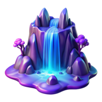 wonderful classic A cascading waterfall transforming into a stream of pure magic, vibrant blues and purples, fantasy art style 4K png
