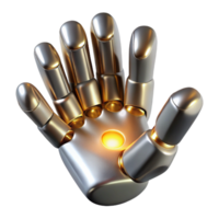 stunning minimalist A sleek, silver nanobot swarm forming the shape of a human hand, illuminated by a single ray of golden light, rendered in a hyperrealistic style premium png