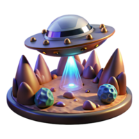 stunning abstract A spaceship landing on a strange alien planet, otherworldly lighting, exploratory, science fiction style premium png