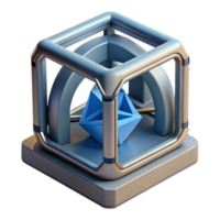 extraordinary contemporary A 3D printer creating a complex geometric shape, mid-print, studio lighting, futuristic style authentic png