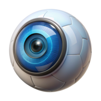 dramatic contemporary A close-up of a robotic eye, intricate details visible in the iris and lens, illuminated by a bright, white light. Photorealistic style premium png