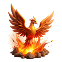 impressive modern A glowing silhouette of a phoenix rising from ashes, illuminated by fiery embers, in a dramatic art style premium png