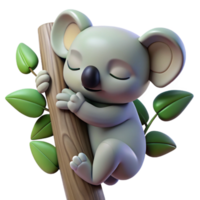 impressive artistic A sleepy koala clinging to a eucalyptus tree, soft lighting, cuddly and adorable original png