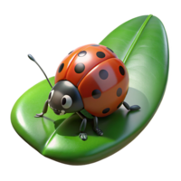wonderful modern A tiny ladybug crawling on a green leaf, illuminated by macro photography lighting, hyperrealistic style detailed png