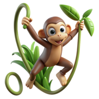 extraordinary rustic A curious monkey swinging through jungle vines, dynamic pose, comic book style exclusive png