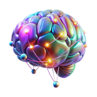 dramatic creative A holographic projection of a human brain with neural networks firing, illuminated by pulsating, multi-colored lights. Neuroscience, data visualization style premium png
