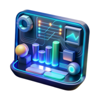 extraordinary abstract A futuristic interface displaying complex data visualizations, glowing lines and charts, lit by a dynamic, shifting light. Cyberpunk style original png