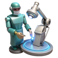 dramatic vintage A robotic surgeon performing a delicate operation with laser scalpels, precise movements illuminated by surgical lighting 4K png