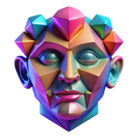 dramatic minimalist A cascade of colorful geometric shapes forming a human face. Synthwave style high resolution png