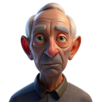 extraordinary traditional Close-up portrait of an elderly man with deep wrinkles and a weathered face, illuminated by a single spotlight from above, in a chiaroscuro style original png