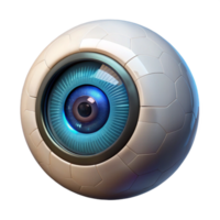 magnificent contemporary A close-up of a robotic eye, intricate details visible in the iris and lens, illuminated by a bright, white light. Photorealistic style premium png