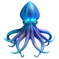 wonderful modern A colossal squid, bioluminescent, with intricate, glowing patterns on its skin, lit by the faint blue light of a deep-sea vent, hyperrealistic style, 8k, 4K png