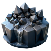 magnificent traditional Fractured geometric shapes cascading like a waterfall, rendered in a matte black finish with subtle ambient occlusion, cyberpunk style authentic png
