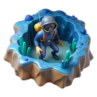 impressive classic A diver exploring a submerged cave, adventurous, exploration photography style high resolution png