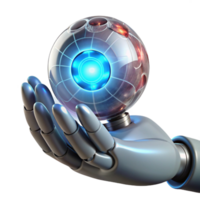 dramatic modern A robotic hand holding a glowing orb of energy, intricate circuitry visible within the hand, in a dramatic, chiaroscuro lighting style professional png