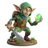 wonderful minimalist A cunning goblin rogue sneaking through a moonlit forest, clutching a stolen jewel-encrusted dagger. Dark, mysterious lighting. Digital art style original png