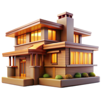 stunning contemporary Frank Lloyd Wright house, prairie style, horizontal lines, natural materials, integration with nature, warm light premium png
