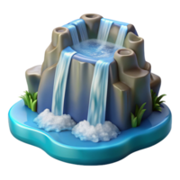 impressive minimalist A cascading waterfall plunging into a crystal-clear pool, detailed water splashes, bright midday sunlight, photorealistic style exclusive png