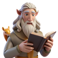 magnificent traditional A wise centaur, with a long, flowing white beard, reading from an ancient tome, beneath the canopy of a giant, glowing oak tree. Renaissance painting style premium png