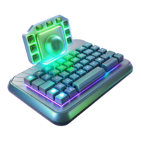 beautiful vintage A levitating holographic keyboard projecting complex code, glowing keys and ethereal symbols, dark background with neon green highlights, cyberpunk style original png