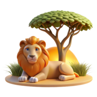elegant vintage A regal lion pride resting beneath the shade of an acacia tree, golden hour lighting, National Geographic style high resolution png