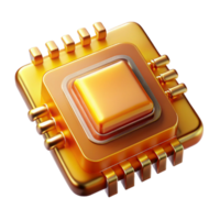 elegant creative A close-up of a microchip with intricate circuits, reflecting a golden, warm light. Macro photography, technological style professional png