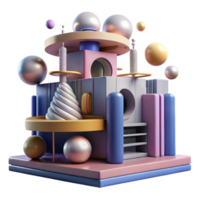 extraordinary traditional Kinetic sculpture building, moving parts, dynamic forms, abstract architecture, digital render, authentic png