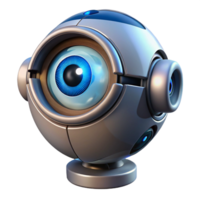 extraordinary contemporary A robotic eye gazing intently at the viewer, illuminated by a single light source, in a mysterious, sci-fi style high resolution png
