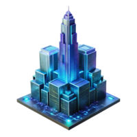 dramatic classic A towering skyscraper made entirely of interconnected circuit boards, pulsating with vibrant neon light, futuristic cityscape style exclusive png
