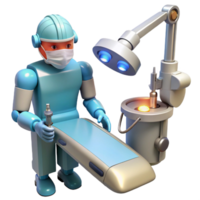impressive rustic A robotic surgeon performing a delicate operation with laser scalpels, precise movements illuminated by surgical lighting high resolution png