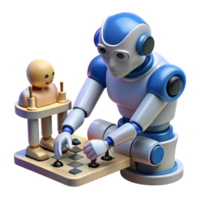magnificent abstract A robot playing chess with a human, soft lighting, intellectual, futuristic style high quality png