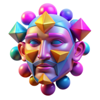 beautiful minimalist A cascade of colorful geometric shapes forming a human face. Synthwave style exclusive png