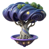 extraordinary vintage A tree growing upside down, its roots reaching into a swirling vortex of stars. Dark fantasy style original png