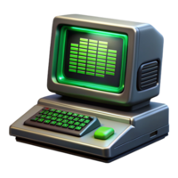 elegante tradicional uma vintage computador terminal exibindo complexo algoritmos, verde fósforo texto em uma Preto tela, retro anos 80 estilo 4k png