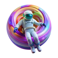 serene vintage An astronaut floating in zero gravity, surrounded by a swirling vortex of colorful nebulae. Psychedelic, surreal, vibrant colors original png