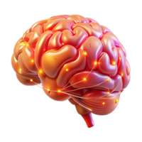 extraordinary traditional A holographic projection of a human brain, intricate neural networks pulsing with light, warm orange and red hues, scientific visualization style premium png