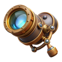 extraordinary modern A steampunk monocle with a complex lens system and intricate engravings. Soft, diffused lighting. Vintage style original png
